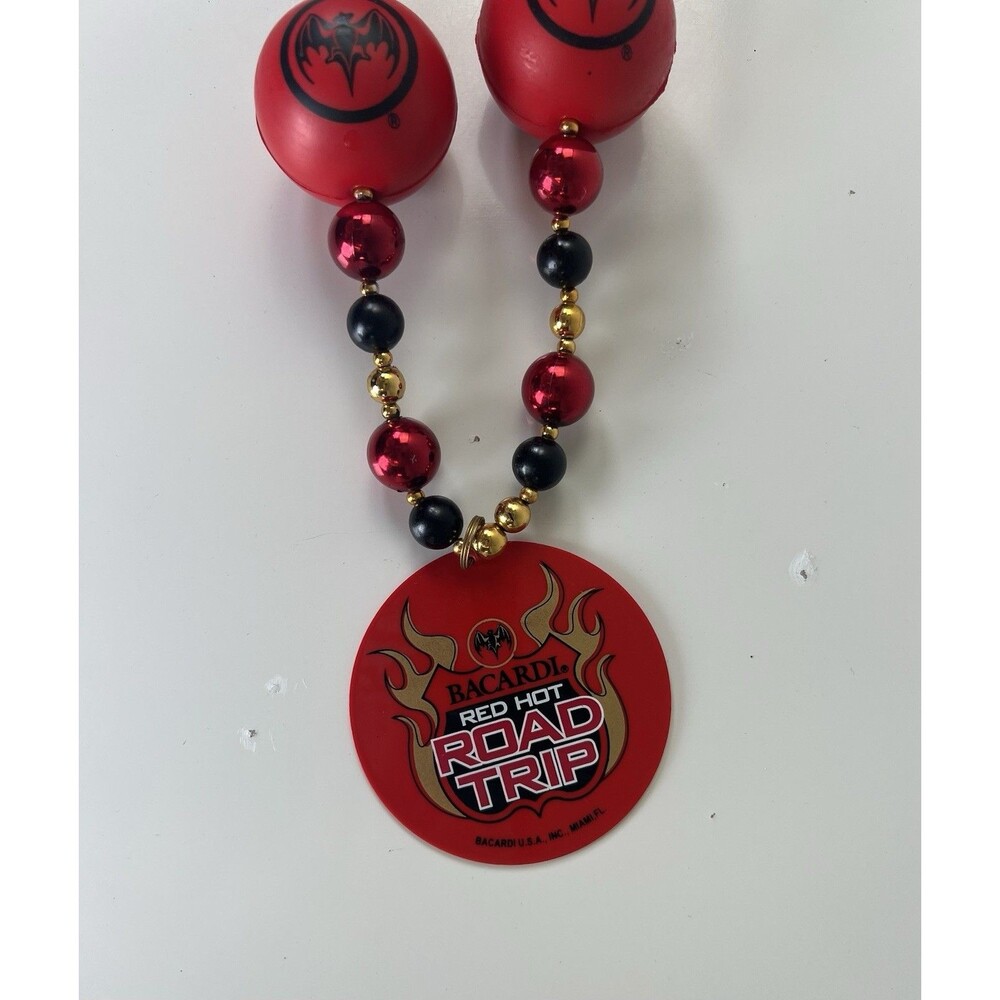 Bacardi Rum Alcohol Spirit Beaded Bacardi Red Hot Road Trip Mardi Gras Party 24”